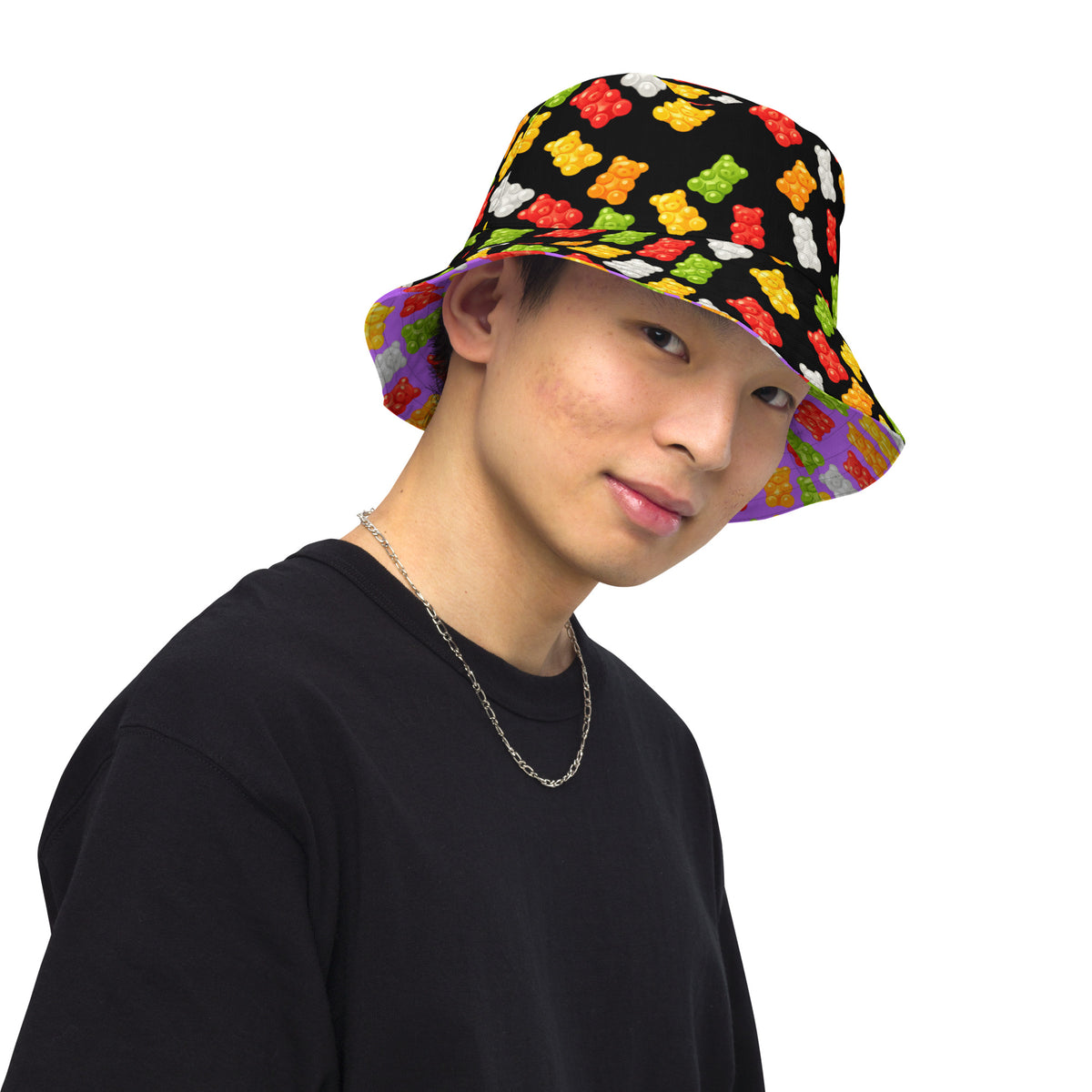Reversible Gummy Bear Bucket Hat - Candy Lover Festival Headwear - All Over Print