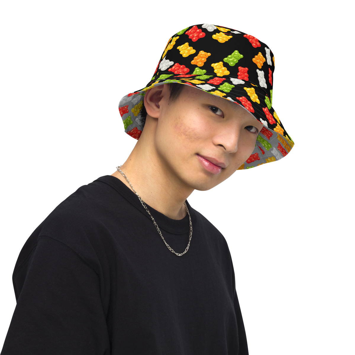 Reversible Gummy Bear Bucket Hat - Candy Lover Festival Headwear - All Over Print