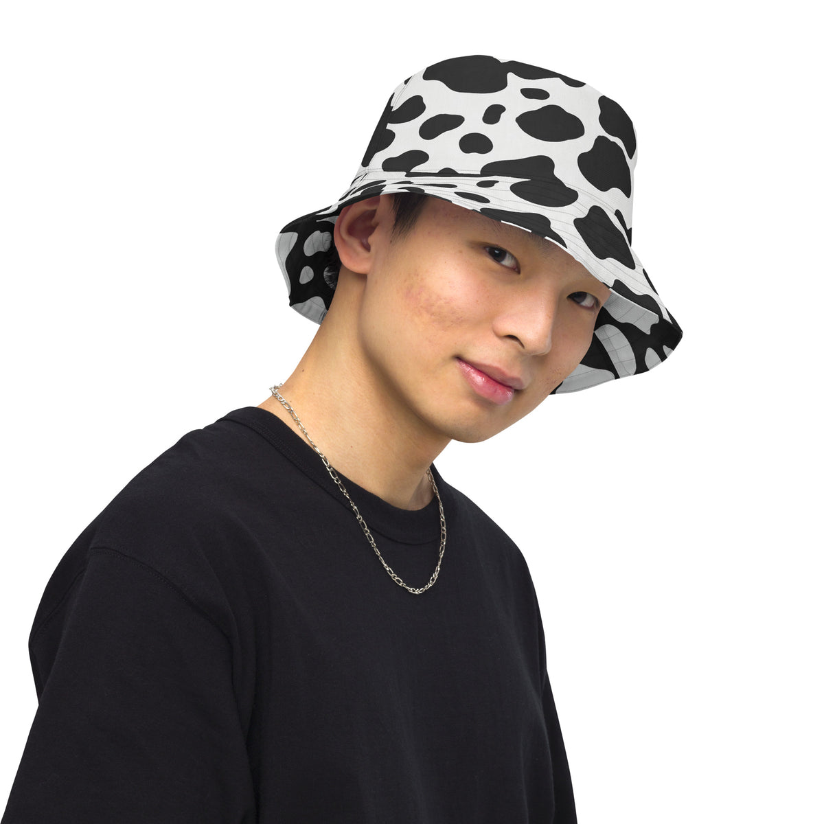 Reversible Cow Print Bucket Hat - Festival Headwear - All Over Print