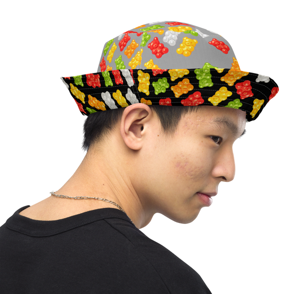 Reversible Gummy Bear Bucket Hat - Candy Lover Festival Headwear - All Over Print