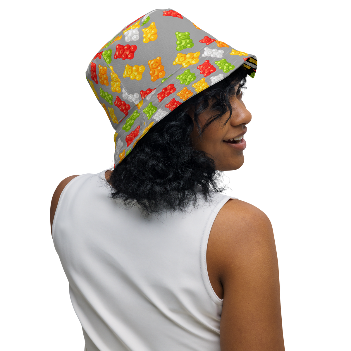 Reversible Gummy Bear Bucket Hat - Candy Lover Festival Headwear - All Over Print