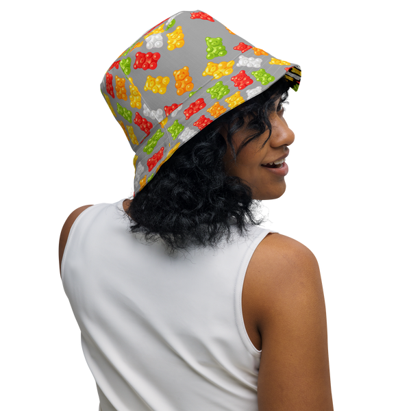Reversible Gummy Bear Bucket Hat - Candy Lover Festival Headwear - All Over Print
