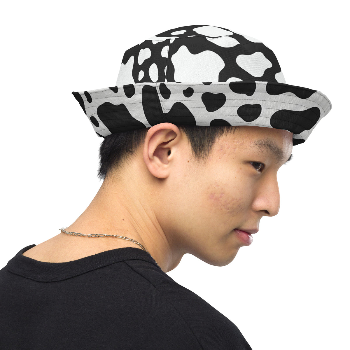 Reversible Cow Print Bucket Hat - Festival Headwear - All Over Print