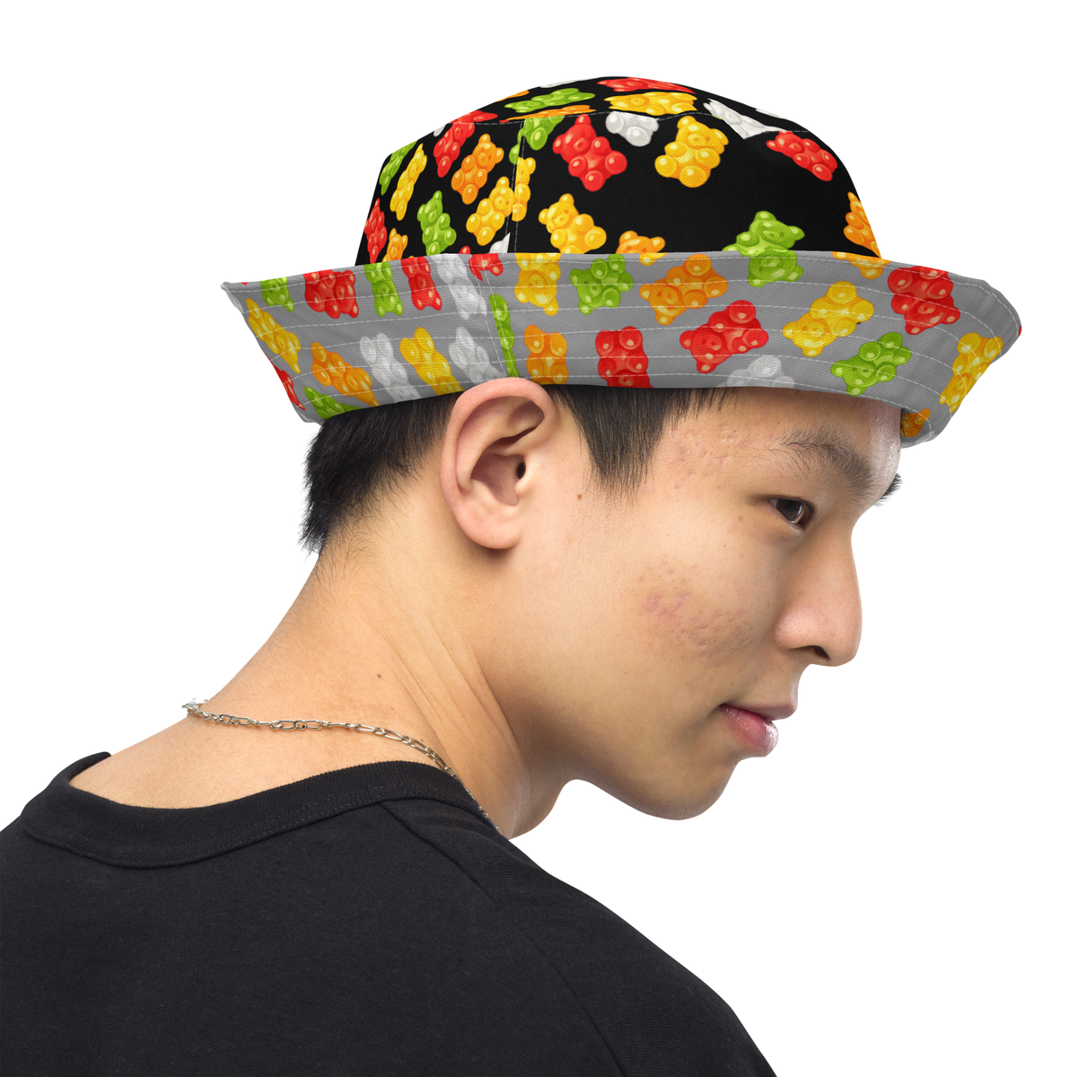 Reversible Gummy Bear Bucket Hat - Candy Lover Festival Headwear - All Over Print