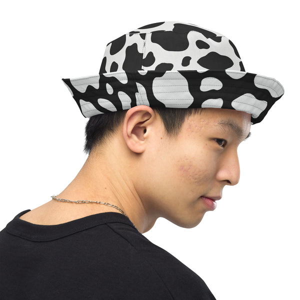 Reversible Cow Print Bucket Hat - Festival Headwear - All Over Print