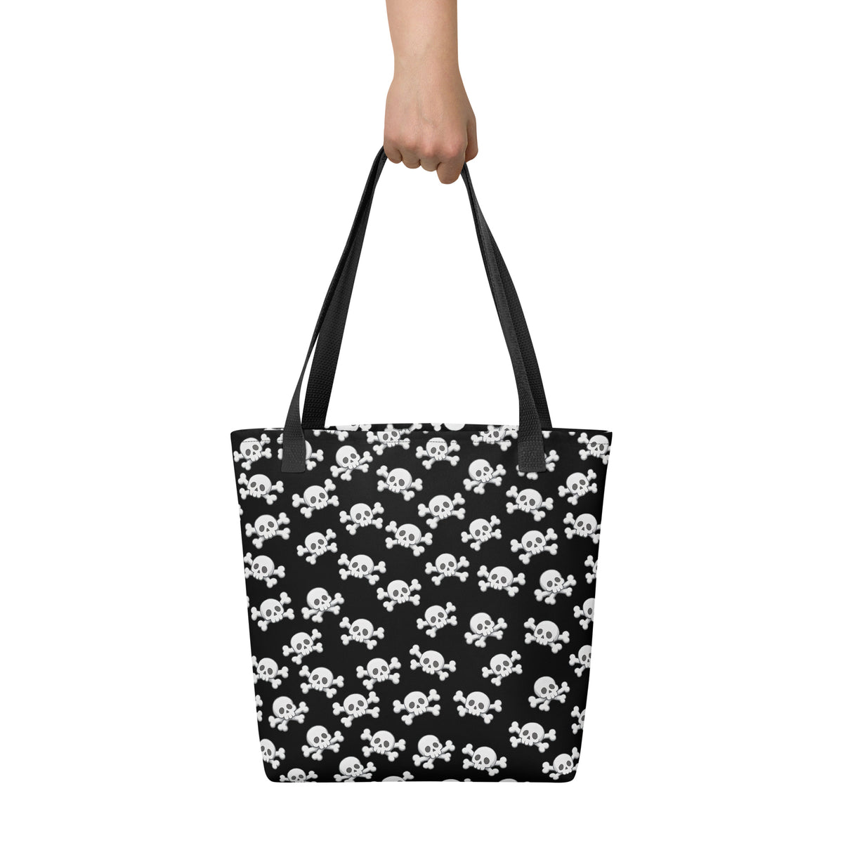 Skull and Crossbones Tote Bag – All Over Print Goth Carry All