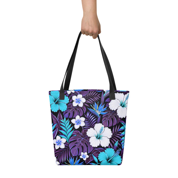 Tropical Tote Bag - Hibiscus Floral All Over Print - Beach Bag Gift