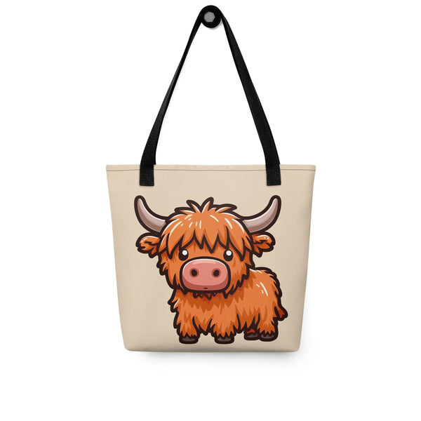 Highland Cow Tote Bag - Cute Kawaii Highland Cow Bag - Farm Animal Gift