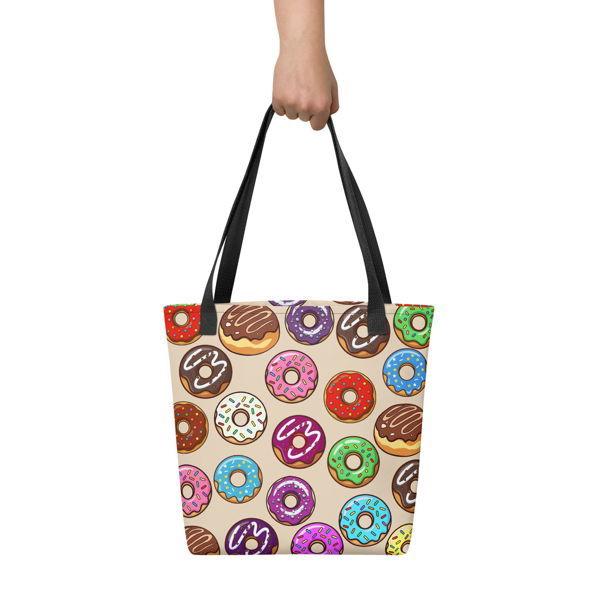 Donut Tote Bag, Colorful Sprinkle Doughnut Lover Gift, Reusable Carryall