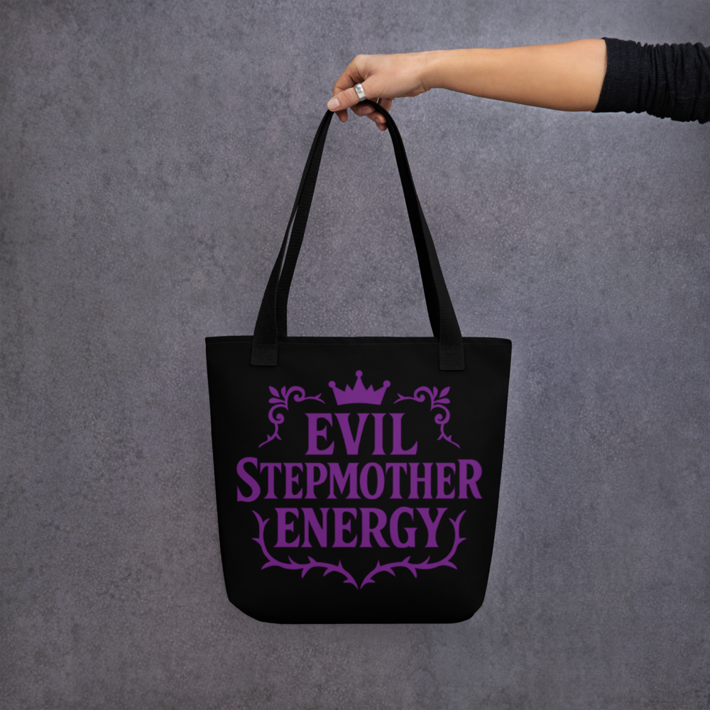 Funny Tote Bag - Evil Stepmother Energy - Stepmom Gift - Black Tote Bag - Stepmother Gift - Mother's Day Gift