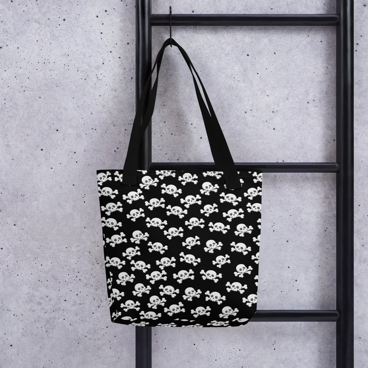 Skull and Crossbones Tote Bag – All Over Print Goth Carry All