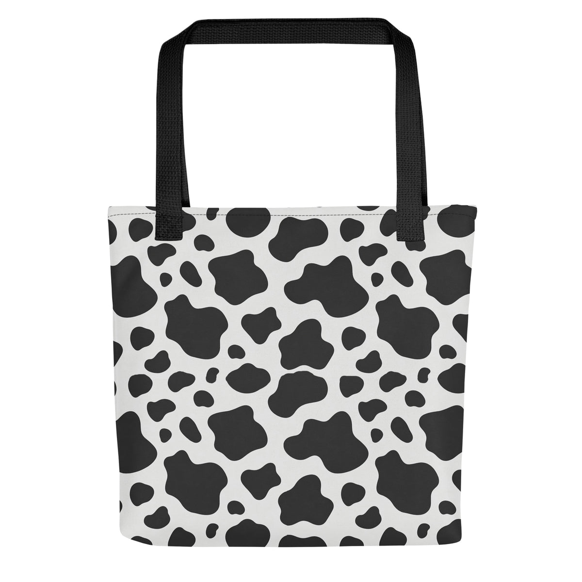 Cow Print Tote Bag - Black and White All Over Print - Animal Print Bag
