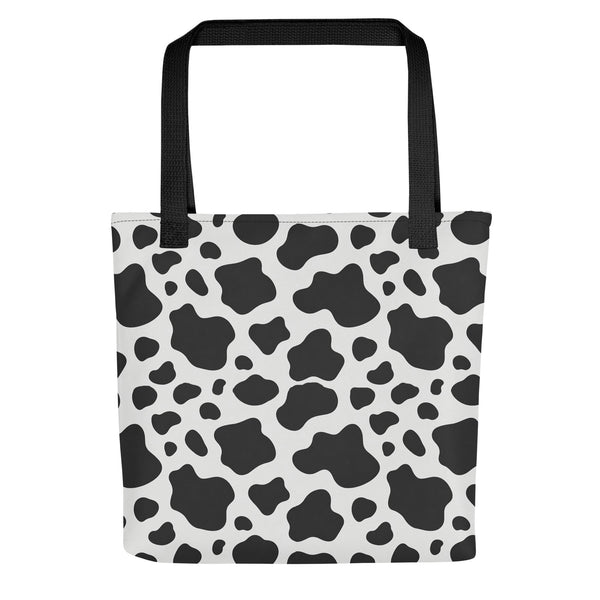 Cow Print Tote Bag - Black and White All Over Print - Animal Print Bag