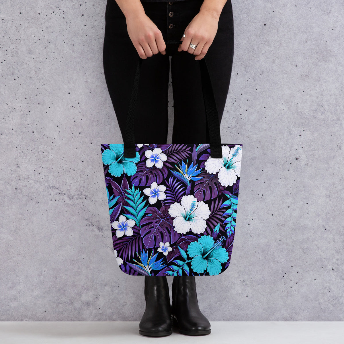 Tropical Tote Bag - Hibiscus Floral All Over Print - Beach Bag Gift