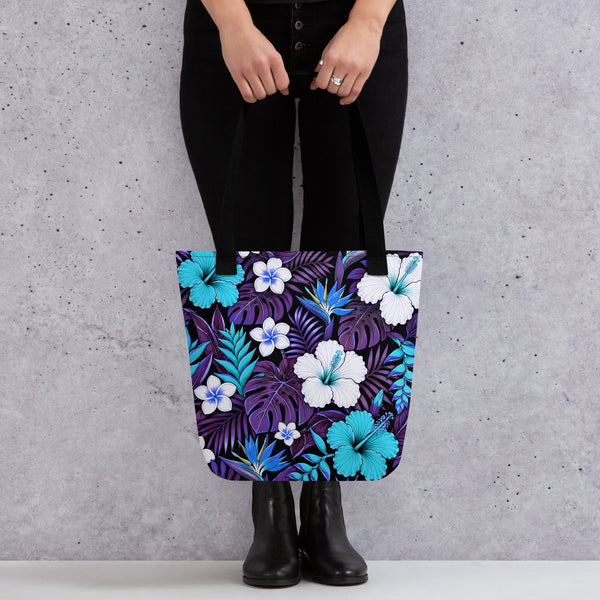 Tropical Tote Bag - Hibiscus Floral All Over Print - Beach Bag Gift