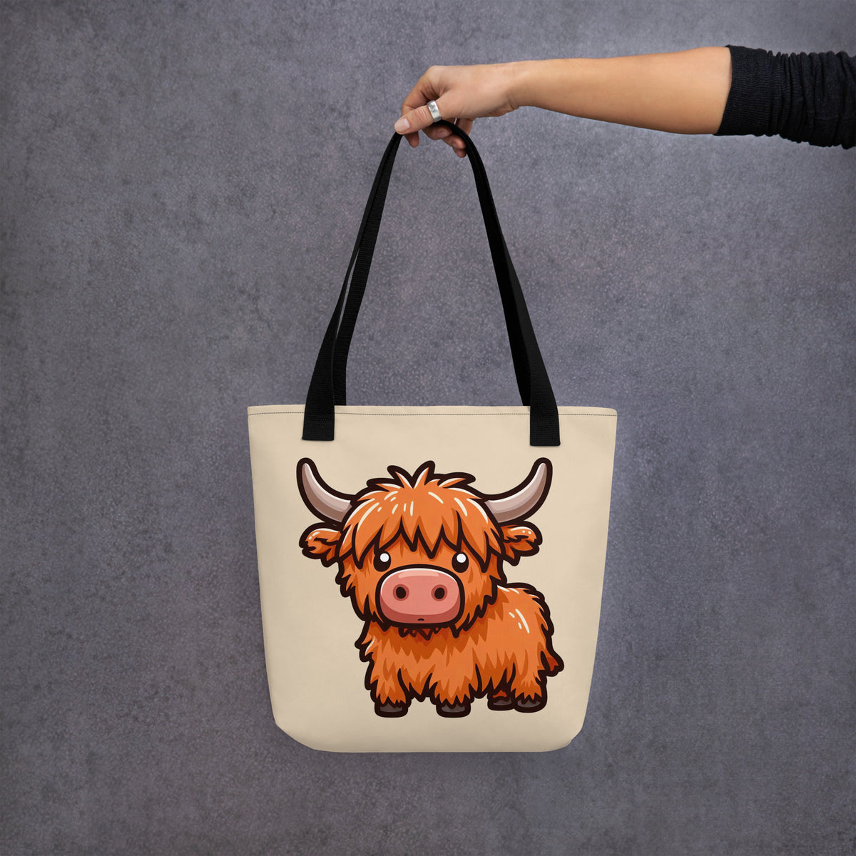 Highland Cow Tote Bag - Cute Kawaii Highland Cow Bag - Farm Animal Gift