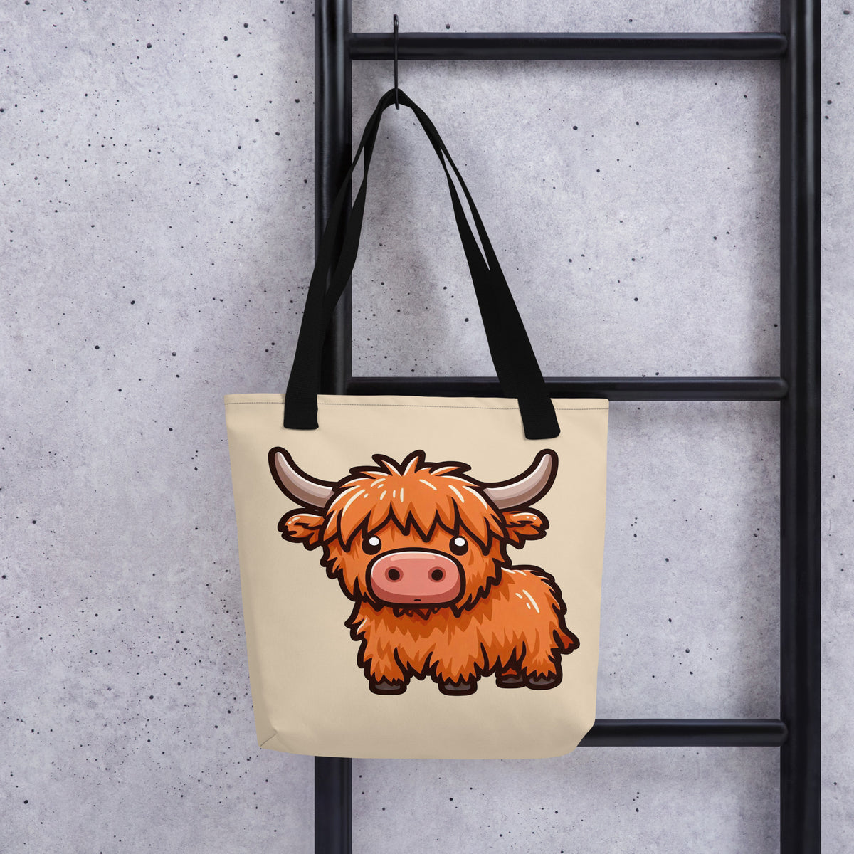 Highland Cow Tote Bag - Cute Kawaii Highland Cow Bag - Farm Animal Gift