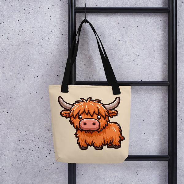 Highland Cow Tote Bag - Cute Kawaii Highland Cow Bag - Farm Animal Gift