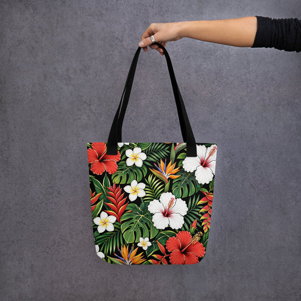 Tropical Tote Bag - Hibiscus Floral All Over Print - Beach Bag Gift