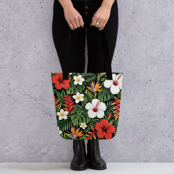 Tropical Tote Bag - Hibiscus Floral All Over Print - Beach Bag Gift