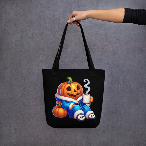 Pumpkin tote bag, jack-o-lantern coffee lover, fall pumpkin spice gift