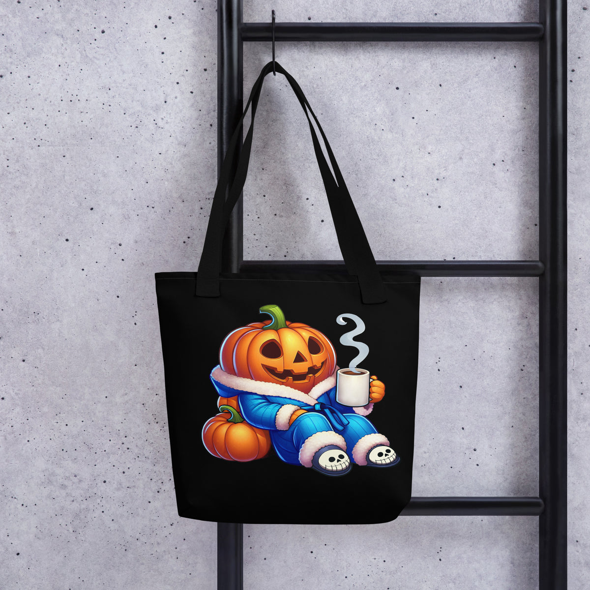Pumpkin tote bag, jack-o-lantern coffee lover, fall pumpkin spice gift