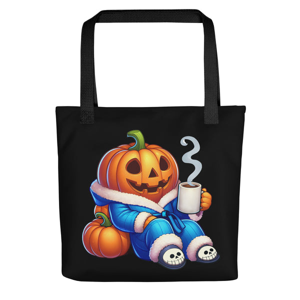Pumpkin tote bag, jack-o-lantern coffee lover, fall pumpkin spice gift