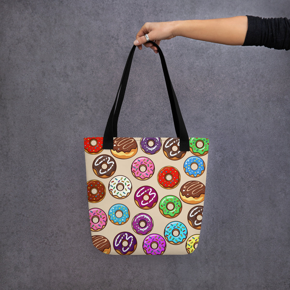 Donut Tote Bag, Colorful Sprinkle Doughnut Lover Gift, Reusable Carryall