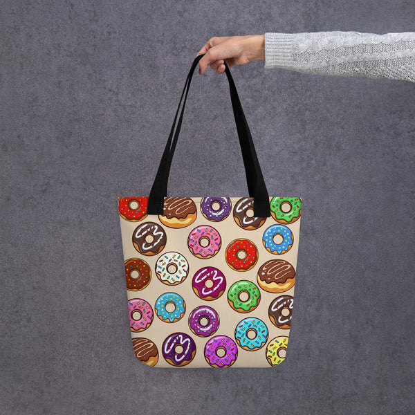 Donut Tote Bag, Colorful Sprinkle Doughnut Lover Gift, Reusable Carryall