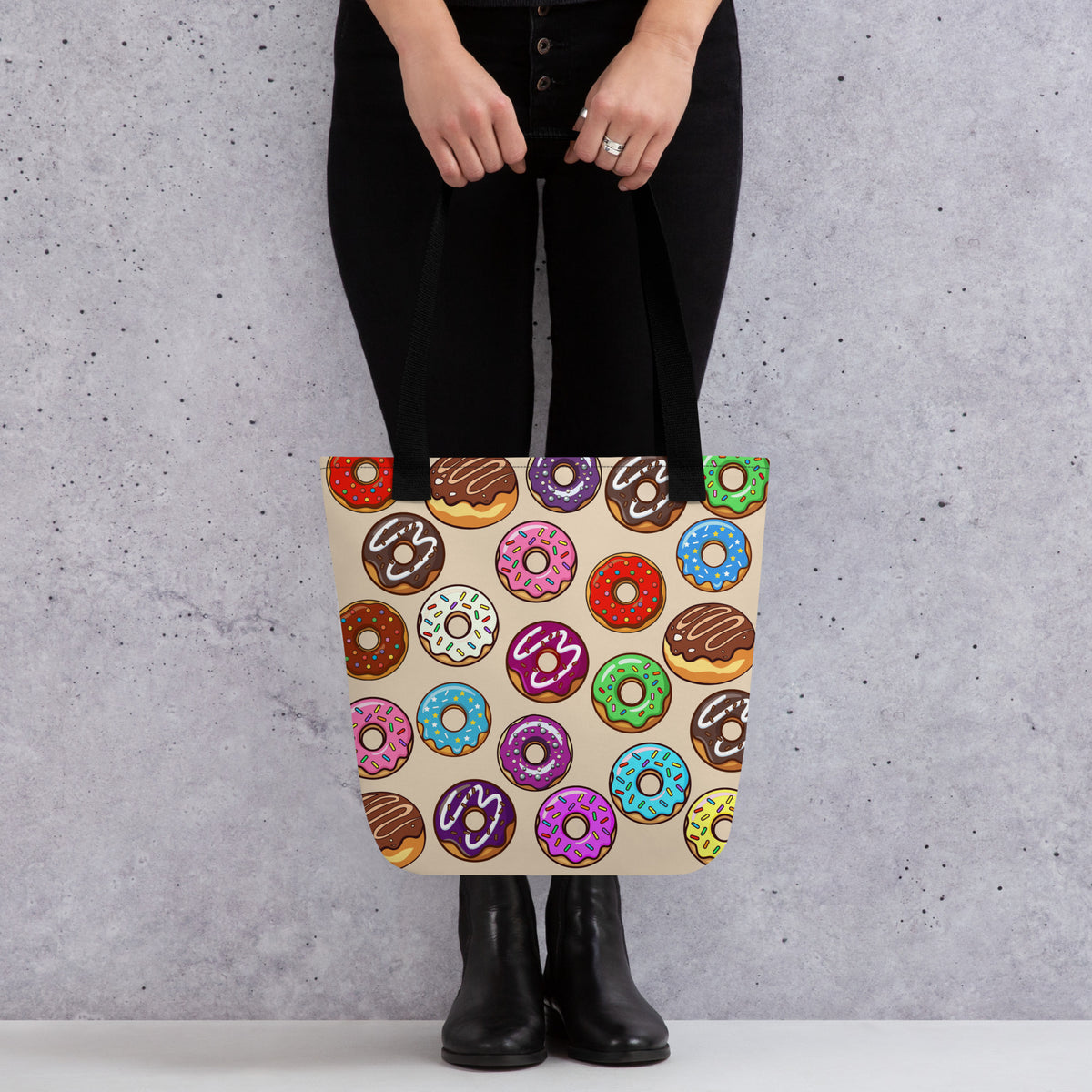 Donut Tote Bag, Colorful Sprinkle Doughnut Lover Gift, Reusable Carryall