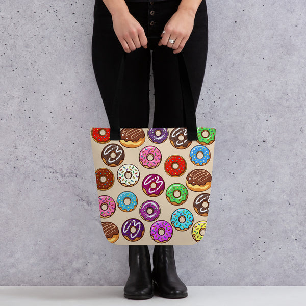 Donut Tote Bag, Colorful Sprinkle Doughnut Lover Gift, Reusable Carryall