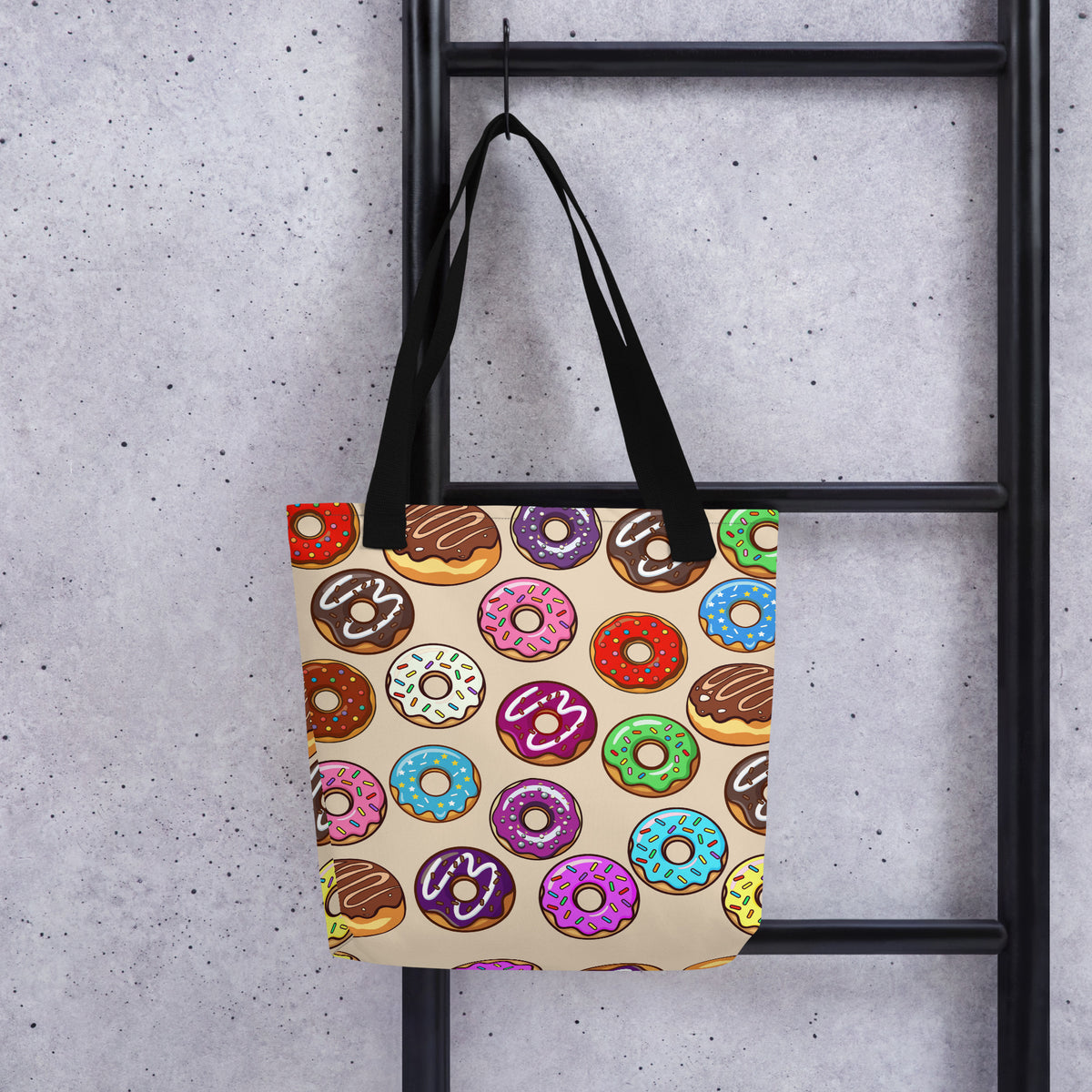 Donut Tote Bag, Colorful Sprinkle Doughnut Lover Gift, Reusable Carryall