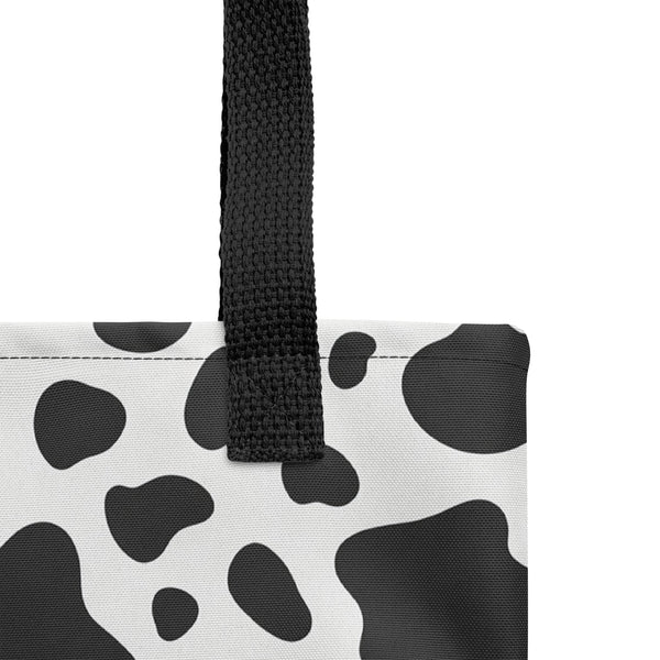Cow Print Tote Bag - Black and White All Over Print - Animal Print Bag