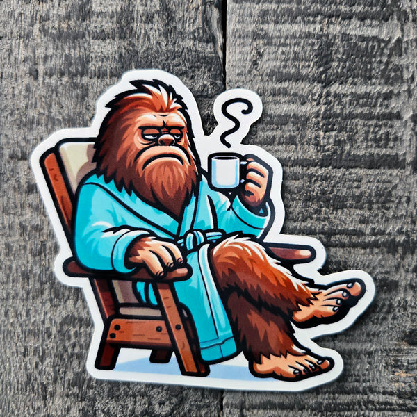 Bigfoot Coffee Lover Sticker - Sasquatch Vinyl Decal