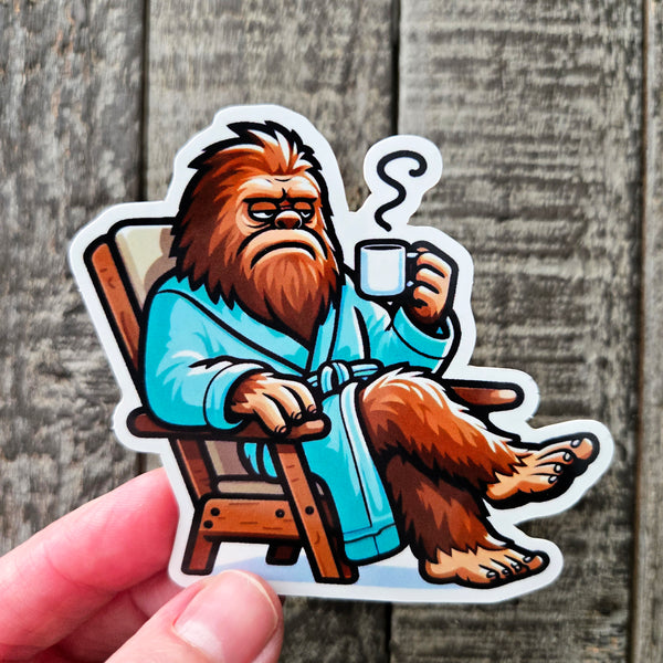 Bigfoot Coffee Lover Sticker - Sasquatch Vinyl Decal