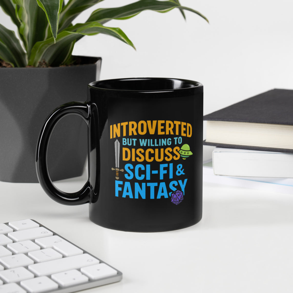 Introvert Sci-Fi Fantasy Mug - Dungeons and Dragons DnD Coffee Mug - Gamer Gift - Black Ceramic 11oz or 15oz