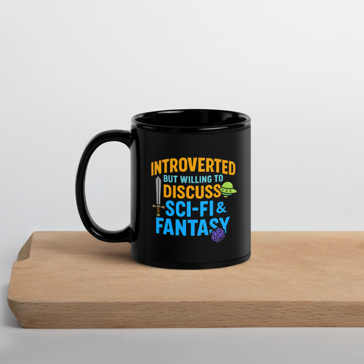 Introvert Sci-Fi Fantasy Mug - Dungeons and Dragons DnD Coffee Mug - Gamer Gift - Black Ceramic 11oz or 15oz