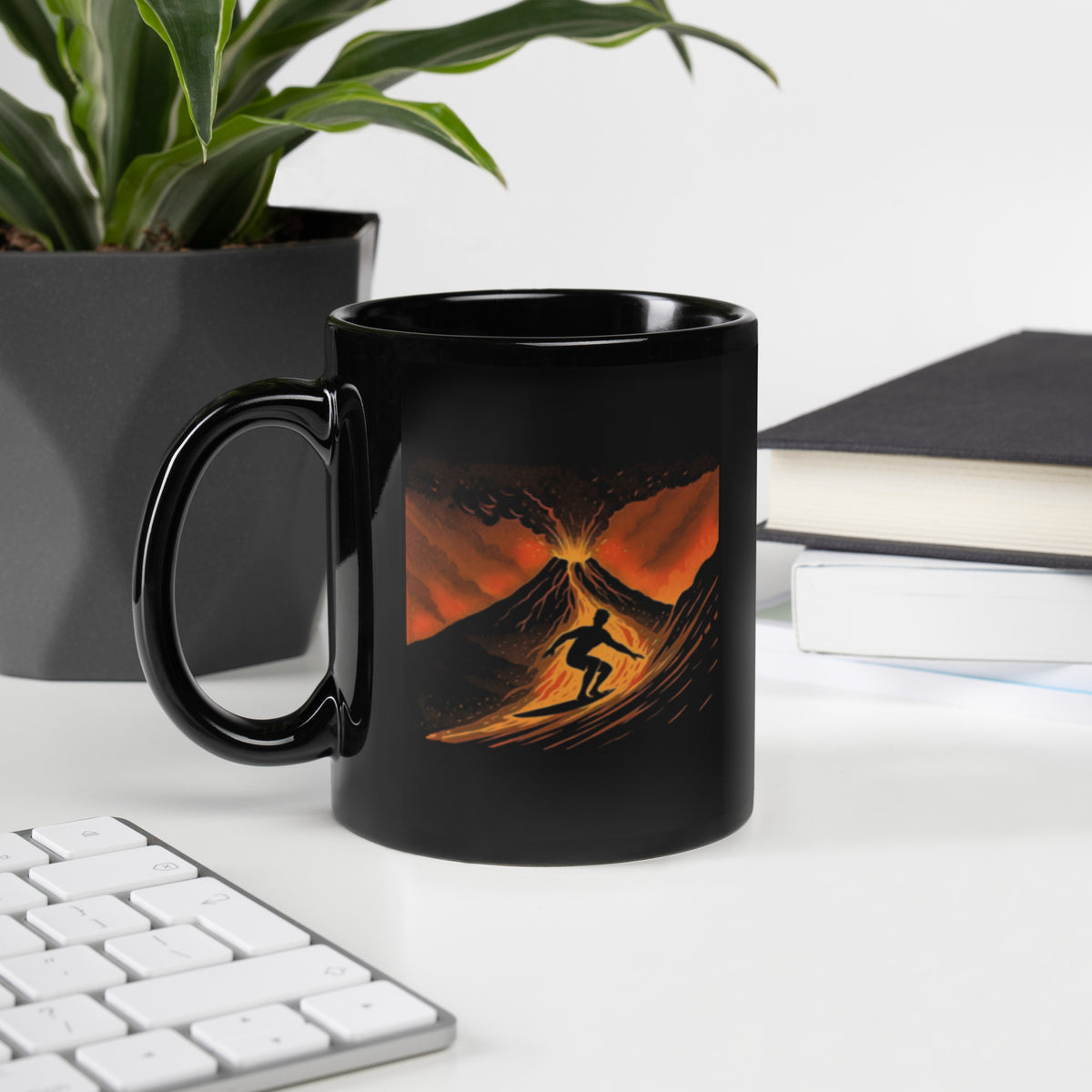 Surfer Mug - Volcano Surfing Adventure Coffee Cup - Gift for Men Dad and Husband - 11oz 15ozgift for him