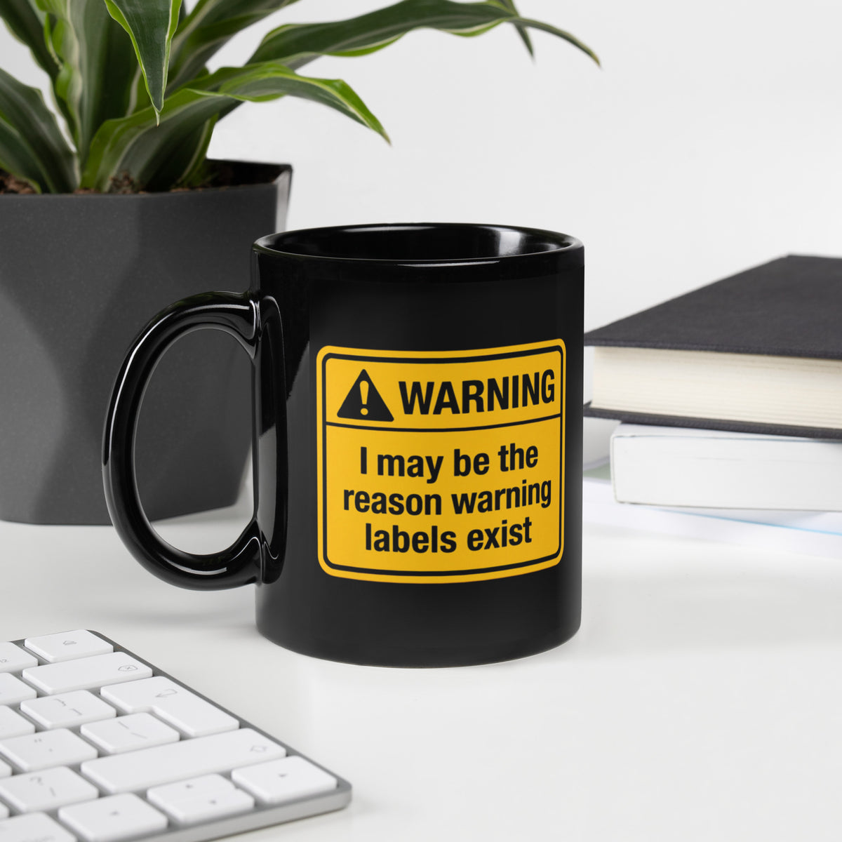Funny Warning Label Mug - Sarcastic Coffee Mug Gift for Him Her - Novelty Gag Gift - Black Glossy 11oz 15oz