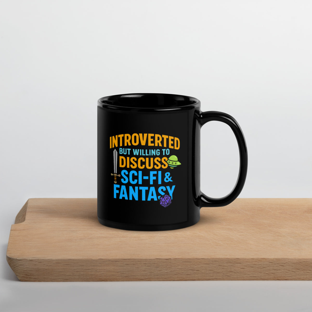 Introvert Sci-Fi Fantasy Mug - Dungeons and Dragons DnD Coffee Mug - Gamer Gift - Black Ceramic 11oz or 15oz