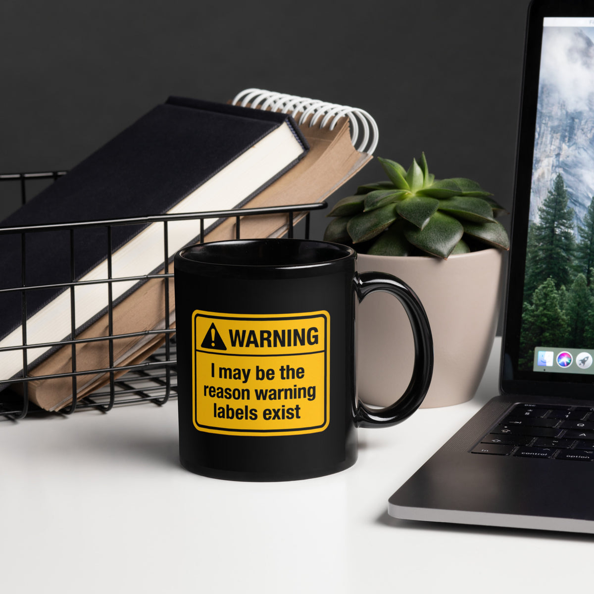 Funny Warning Label Mug - Sarcastic Coffee Mug Gift for Him Her - Novelty Gag Gift - Black Glossy 11oz 15oz