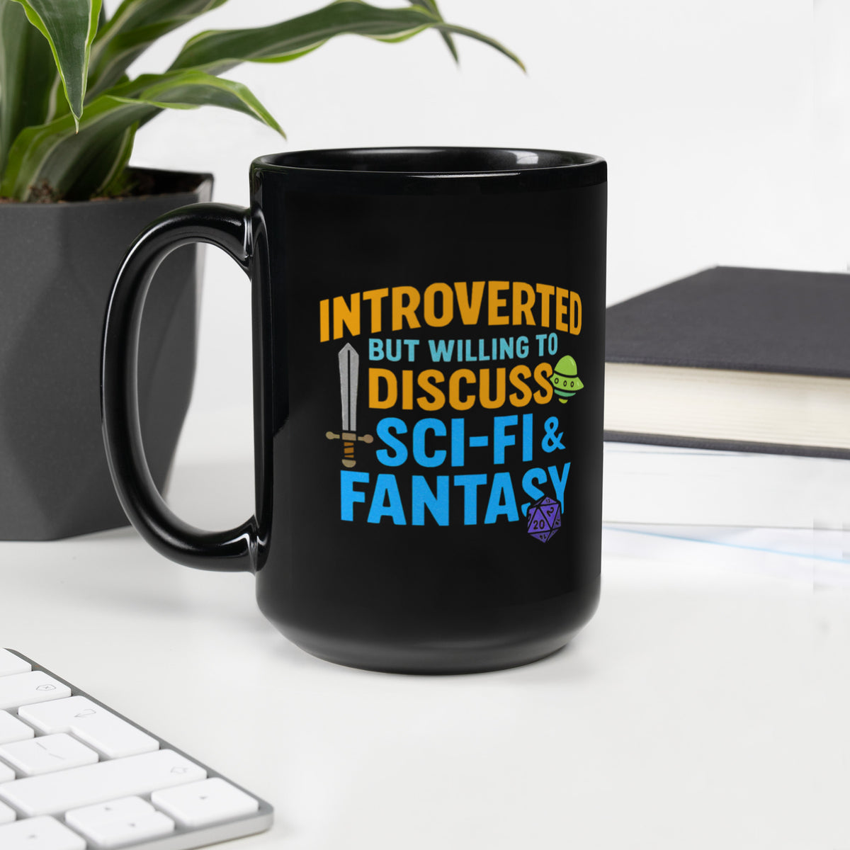 Introvert Sci-Fi Fantasy Mug - Dungeons and Dragons DnD Coffee Mug - Gamer Gift - Black Ceramic 11oz or 15oz