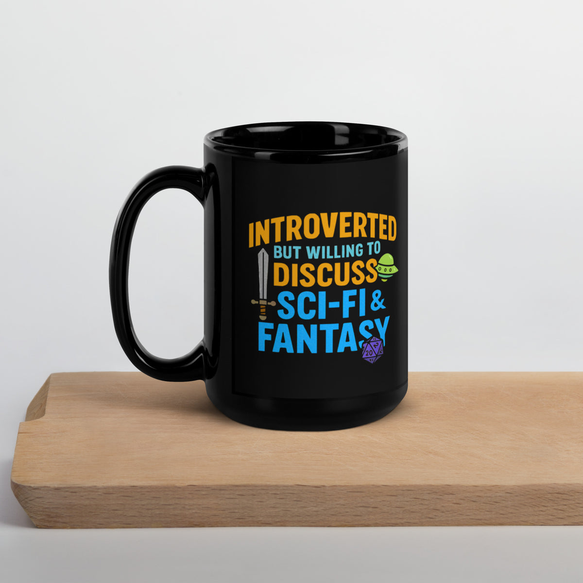 Introvert Sci-Fi Fantasy Mug - Dungeons and Dragons DnD Coffee Mug - Gamer Gift - Black Ceramic 11oz or 15oz