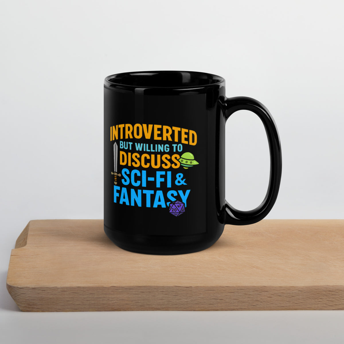 Introvert Sci-Fi Fantasy Mug - Dungeons and Dragons DnD Coffee Mug - Gamer Gift - Black Ceramic 11oz or 15oz