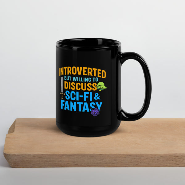 Introvert Sci-Fi Fantasy Mug - Dungeons and Dragons DnD Coffee Mug - Gamer Gift - Black Ceramic 11oz or 15oz