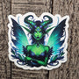 Enchanted Dark Green Fairy Sticker - Horned Fae - Winged Elf Vinyl Decal