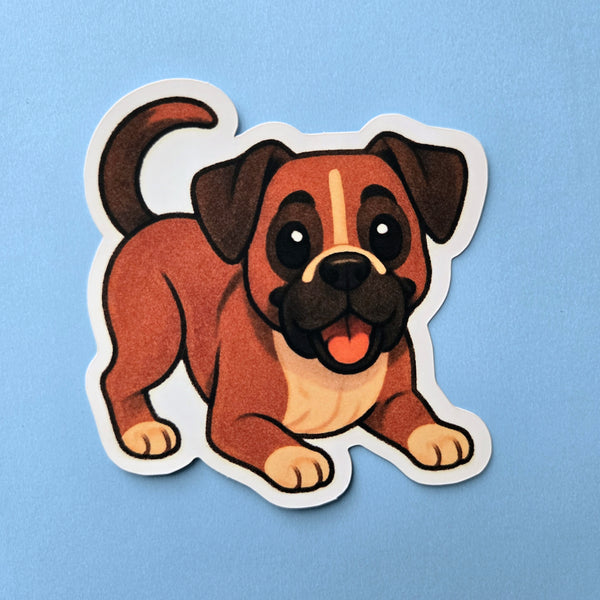 Boxer Puppy Sticker - Adorable Waterproof Dog Vinyl Decal