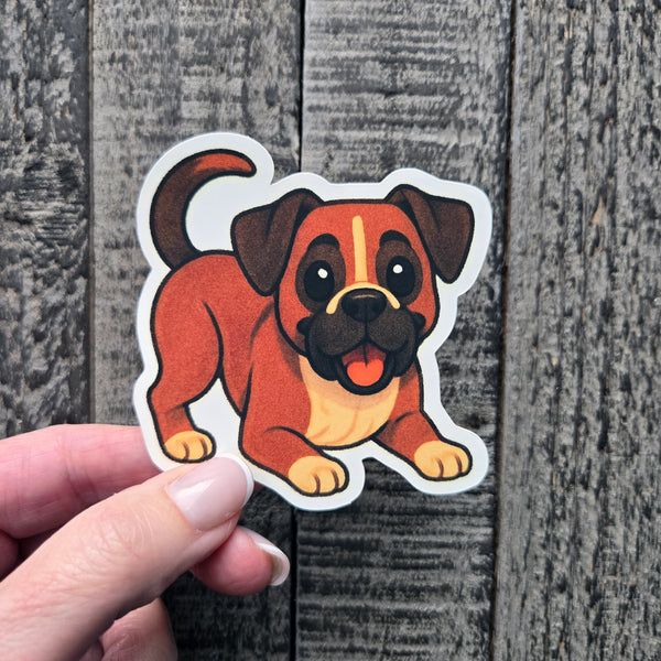 Boxer Puppy Sticker - Adorable Waterproof Dog Vinyl Decal