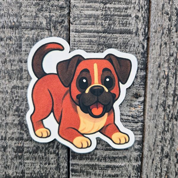 Boxer Puppy Sticker - Adorable Waterproof Dog Vinyl Decal