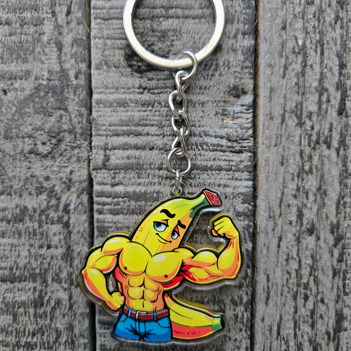 Flexing BroNana - 2" Double-Layered Clear Acrylic Keychain